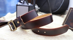 Cool Handmade Red Brown Leather Mens Belt Leather Belt for Men - iwalletsmen