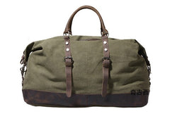 Mens Waxed Canvas Leather Weekender Bag Canvas Overnight bag Travel Bag for Men - iwalletsmen