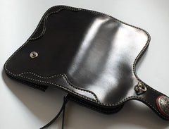 Handmade Leather Biker Wallet Mens Cool Chain Wallet Trucker Wallet with Chain