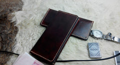 Vintage Leather Mens Bifold Long Wallet Leather Long Wallets for Men - iwalletsmen