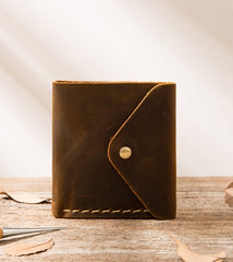Cool Handmade Leather Mens Small Wallets Bifold Vintage billfold Wallet for Men - iwalletsmen