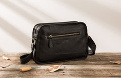 Cool Leather Black Mens Messenger Bag Vintage Shoulder Bag  for Men - iwalletsmen