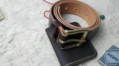 Handmade Vintage Red Brown Leather Mens Belt Leather Belt for Men - iwalletsmen