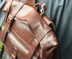 Cool Leather Mens Backpack Travel Backpacks Vintage Laptop Backpack for men - iwalletsmen