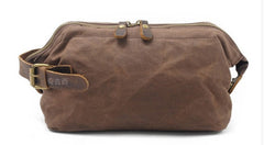 Cool Canvas Leather Mens Zipper Wristlet Bag Vintage Clutch Zipper Bag for Men - iwalletsmen
