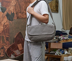 Mens Canvas Gray Cool Messenger Bag Side Bag Shoulder Bag for Men - iwalletsmen