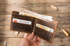 Cool Leather Mens Small Wallet Bifold Vintage Slim billfold Wallet for Men - iwalletsmen