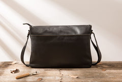 Black Large Leather Mens Cool Messenger Bags Shoulder Bags  for Men - iwalletsmen