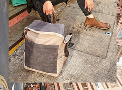 Canvas Gray Mens Cool Backpack Canvas Travel Bag Canvas School Bag for Men - iwalletsmen