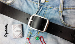 Handmade Black Leather Mens Belt Leather Belt for Men - iwalletsmen