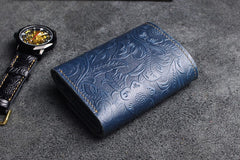 mens wallet and key holder​ Blue Leather Wallet for Keys Mens Key Wallet Car Key Wallet Trifold Key Wallet Holder Key Case Wallet