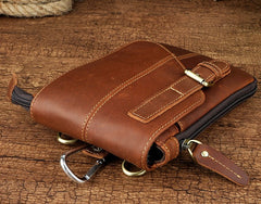 Mens Leather Small Side Bag COURIER BAGs Waist Pouch Holster Belt Case Belt Pouch for Men - iwalletsmen