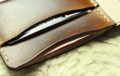 Coffee Vintage Leather Mens Slim Small Wallet Leather Bifold Wallets for Men - iwalletsmen