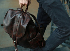 Cool Black Coffee Mens Leather Backpack Travel Backpack School Backpacks for men - iwalletsmen