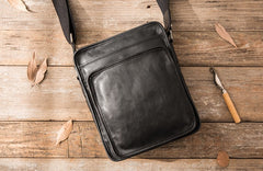 Cool Black Small Leather Mens Shoulder Bags Messengers Bag for Men - iwalletsmen