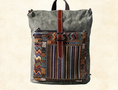 Vintage Canvas Leather Travel Bag Mens Backpack Canvas Canvas School Bag for Men - iwalletsmen
