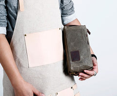 Large Canvas Green Mens Clutch Bag Zipper Wristlet Bag Phone Purse for Men - iwalletsmen