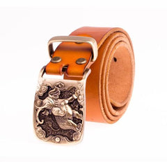 Handmade Genuine Leather Punk Rock Elephant Mens Cool Men Biker Trucker Leather Belt