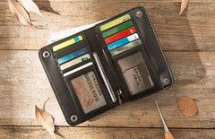 Cool Black Wristlet Wallet Leather Mens Long Wallet Long Wallet for Men - iwalletsmen
