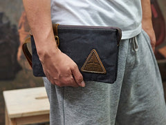 Cool Canvas Leather Mens Clutch Wallet Zipper Wristlet Bag Purse for Men - iwalletsmen