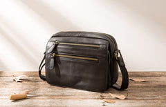 Small Cool Leather Mens Messenger Bags Shoulder Bag  for Men - iwalletsmen