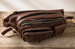 Coffee Cool Leather Fanny Packs Mens Waist Bag Hip Pack Belt Bag for Men - iwalletsmen