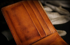 Handmade Leather Lion Mens billfold Wallet Cool Leather Wallet Slim Wallet for Men