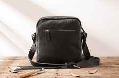 Black Small Leather Mens Shoulder Bags Messenger Bags for Men - iwalletsmen