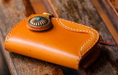 Handmade Leather Biker Mens Cool Car Key Wallet Coin Wallet Pouch Car KeyChain for Men
