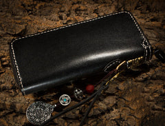 Handmade Leather Carp Mens Chain Biker Wallet Cool Leather Wallet Long Phone Wallets for Men - iwalletsmen