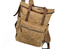 Waxed Canvas Leather Mens Backpack Canvas Travel Backpack Canvas School Backpack for Men - iwalletsmen