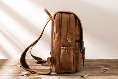 Cool Brown Mens Leather Backpacks Travel Backpacks Laptop Backpack for men - iwalletsmen
