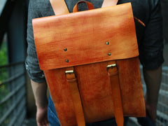 Leather Mens School Backpacks Travel Backpacks Laptop Backpack for men - iwalletsmen