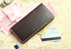 Vintage Leather Coffee Bifold Mens Long Wallet Leather Long Wallets for Men - iwalletsmen