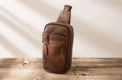 Vintage Leather Mens Sling Bag Sling Shoulder Bag Sling Backpack for men - iwalletsmen