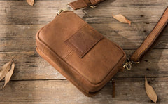 Cool Small Mens Leather Camel Bag Messenger Bags Shoulder Bags  for Men - iwalletsmen