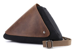 Mens Waxed Canvas Leather Triangular Side Bag Canvas Courier Bags for Men - iwalletsmen