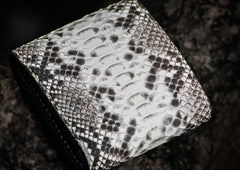 Handmade Leather Boa Skin Tooled Mens billfold Wallet Cool Slim Wallet Biker Wallet for Men