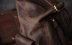 Genuine Leather Mens Cool Chest Bag Sling Bag Crossbody Bag Travel Bag Hiking Bag for men