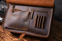 Genuine Leather Mens Cool Messenger Bag Briefcase Work Bag Business Bag for men