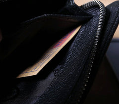 Genuine Leather Mens Cool Biker Chain Wallet Long Leather Wallet Clutch Wristlet Wallet for Men