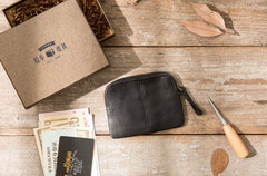 Leather Mens Coin Holders Slim Front Pocket Wallet Change Wallet for Men - iwalletsmen