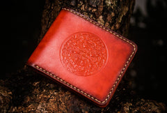 Handmade Leather Tibetan Tooled Mens billfold Wallet Cool Leather Wallet Slim Wallet for Men