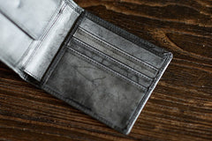 Genuine Leather Mens Cool billfold Leather Wallet Men Small Wallets Bifold for Men