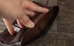 Handmade Genuine Leather Mens Cool Slim Leather Wallet Men Small Wallets Bifold for Men