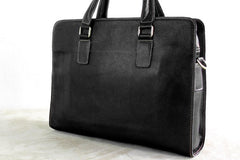 Vintage Black Leather Mens Briefcases Work Bag Laptop Bag Business Bag for Men - iwalletsmen