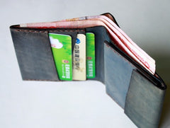 Handmade Vintage Leather Mens Small Bifold Wallet Cool billfold Wallet for Men - iwalletsmen