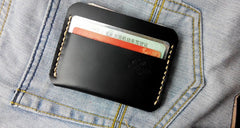 Black Leather Mens Slim Front Pocket Wallets Leather Cards Wallet for Men - iwalletsmen