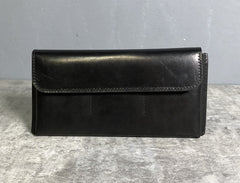 Handmade Leather Mens Cool Wallet Long Leather Wallet Clutch Wristlet Wallet for Men Women