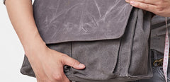 Mens Canvas Gray Cool Side Bag Messenger Bag Canvas Shoulder Bag for Men - iwalletsmen